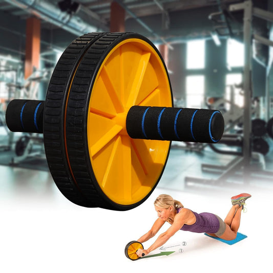 Premium Abs Roller for Men & Women Abs Workout Equipment for Abdominal Ab Roller Home Exercise Equipment with Knee Mat -(Yellow & Black)