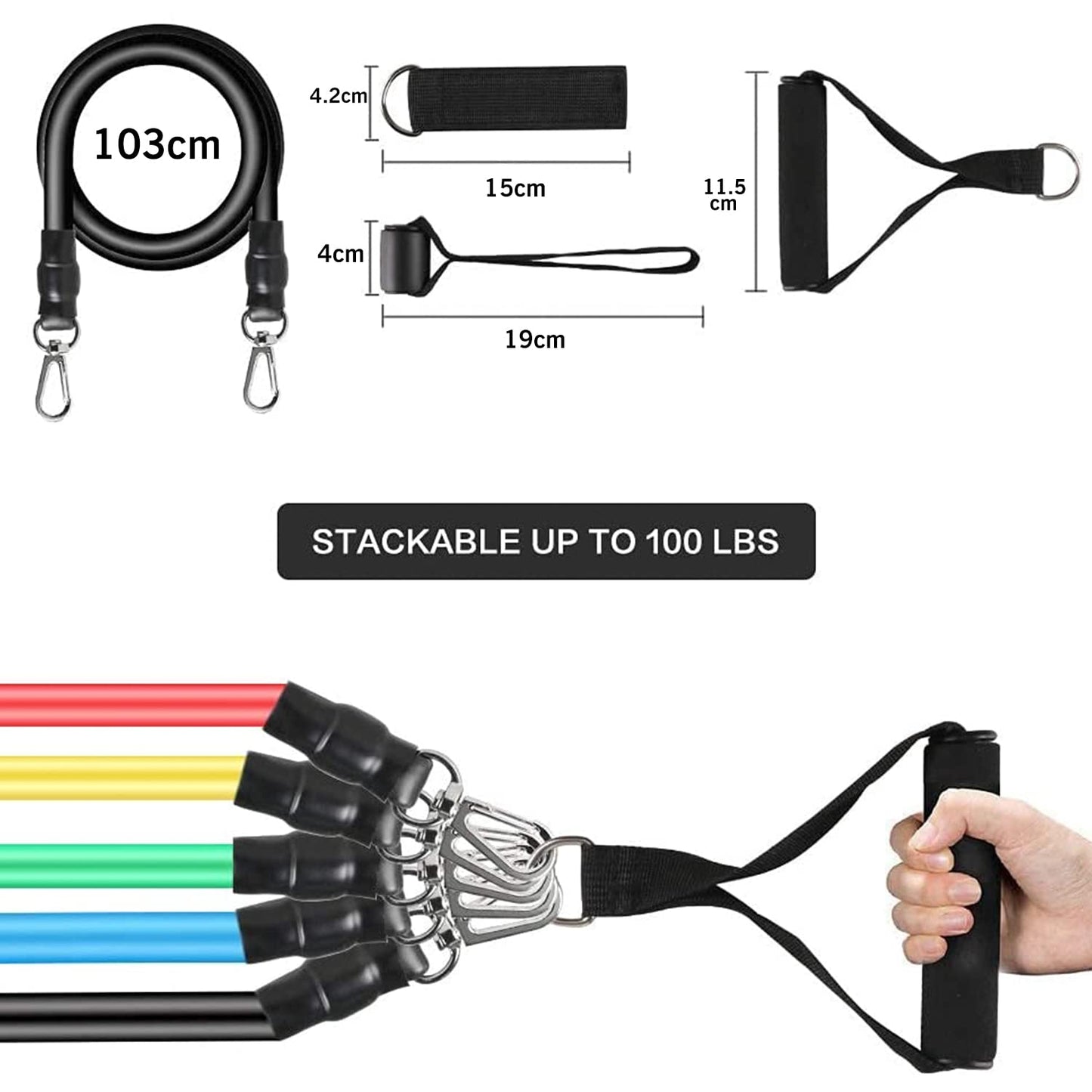 Premium Edition-Professional Toning Exercise and Workout Resistance Bands - Training Tube Stackable Up To 110 Lbs for Indoor and Outdoor Sports, Exercises Fitness